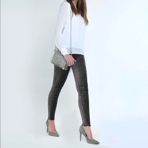 PAIGE Hoxton Ultra Skinny Velvet Jeans, size 25, gray, event work to play party - Picture 1 of 14